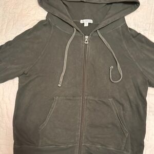 James Perse khaki-green Zip-Up Hoodie